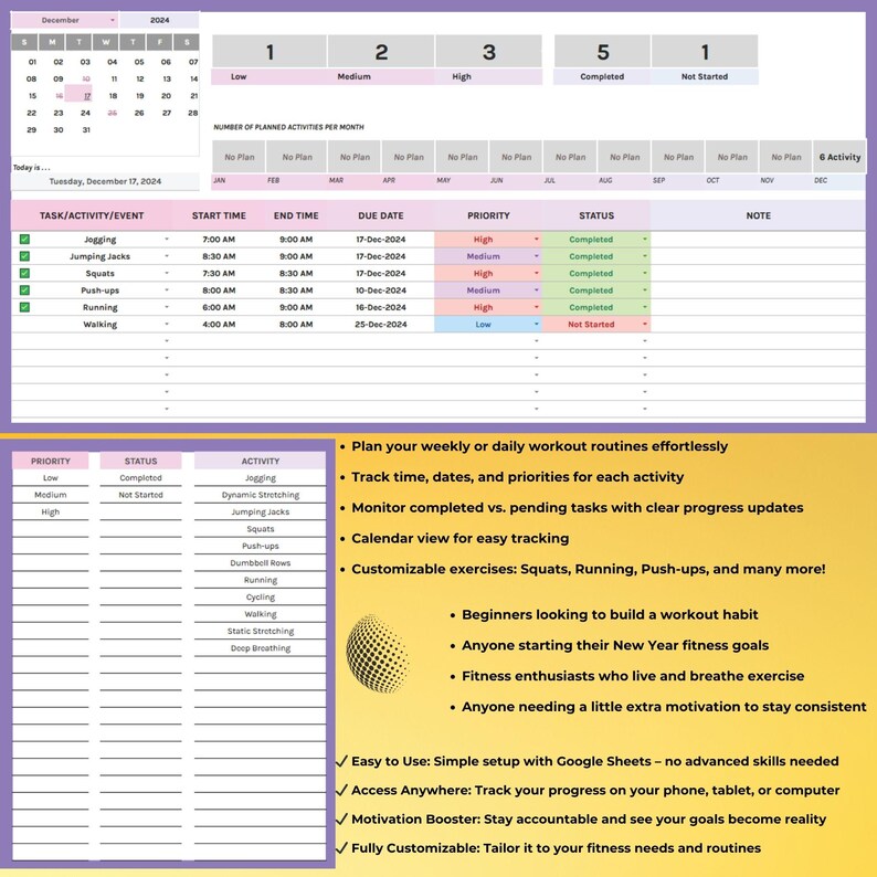 Starting Workout Routine Sheet Workout Plan Template, Weekly Fitness Tracker, Exercise Schedule ...