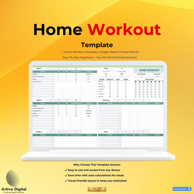 Workout Customizable Tracker Home Workout Template, Weekly Fitness Planner, Customizable Exercise ...