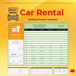 Car Rental Booking Tracker Template, Google Sheets Car Rental Manager, Vehicle Reservation Spreadsheet, Rental Calendar, Fleet Tracking