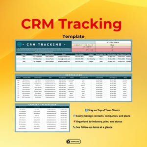 CRM Tracking Template, Google Sheets Dashboard, Lead Management, Small Business CRM, Sales Tracker, Client Organizer, Customizable