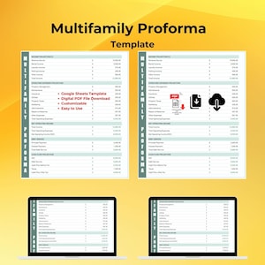 Multifamily Proforma Template, Real Estate Investment, Cash Flow Analysis, Income Projection, Editable Proforma, Rental Property Spreadsheet