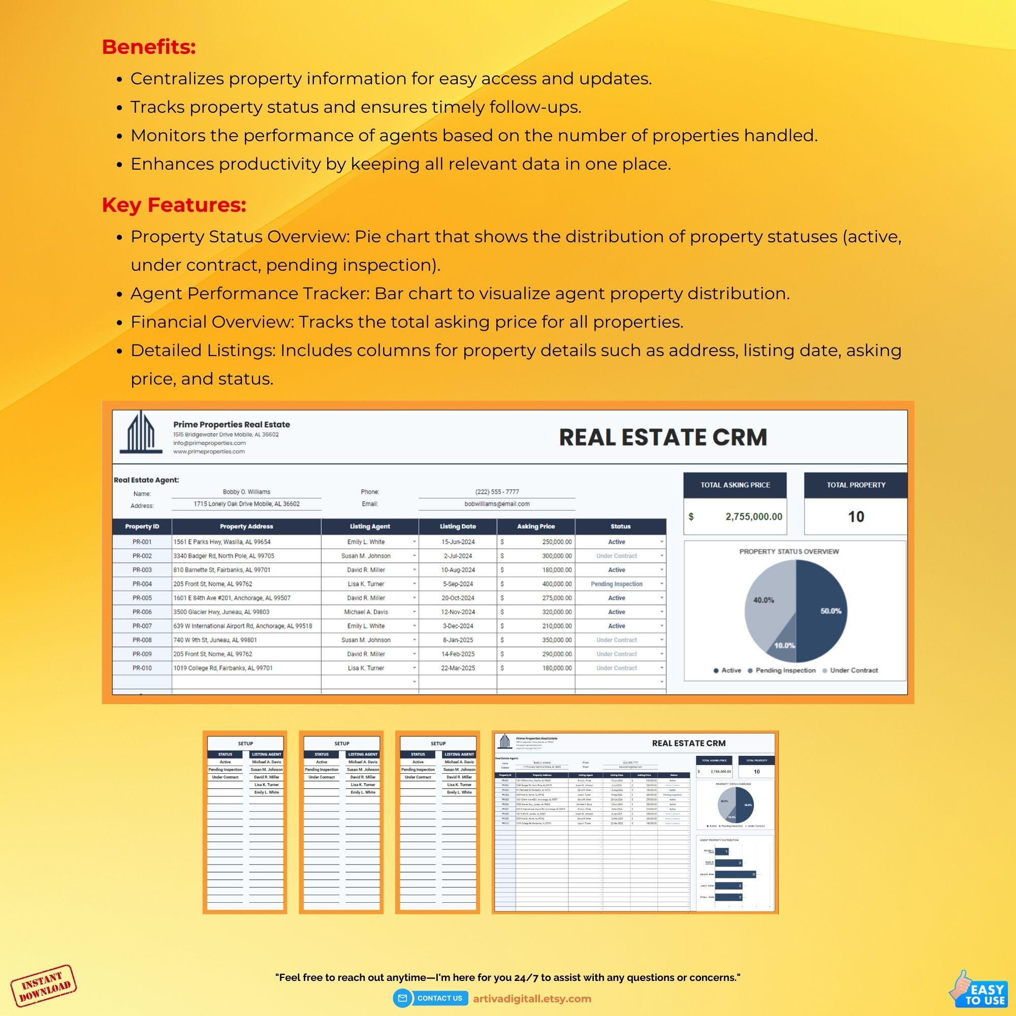 Real Estate CRM Template, Google Sheets Editable Tool, Client ...