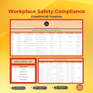 Workplace Safety Compliance Checklist Template, Employee Safety Inspection List, Facility Compliance Tracker, Health and Safety Audit Sheet