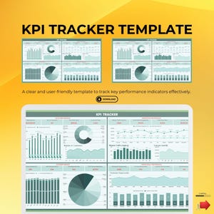 Modello di monitoraggio KPI per Fogli Google / Dashboard aziendale per monitorare vendite, marketing, operazioni, metriche dei clienti / compatibile con Excel