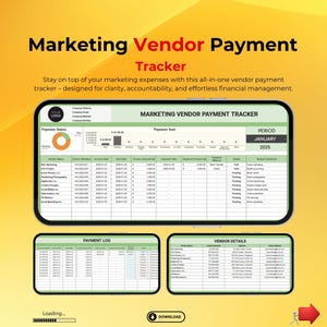 Marketing Vendor Payment Tracker, Google Sheets Payment Log, Editable Vendor Invoice Tracker, Campaign Expense , Advertising Budget Tool