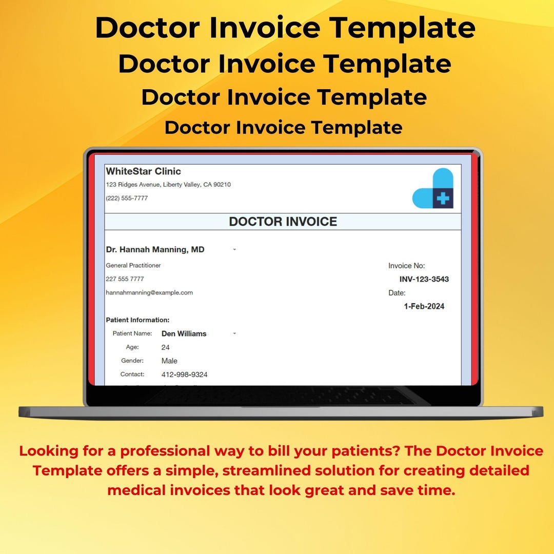 Doctor Invoice Template, Editable Medical Billing Template ...