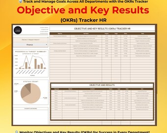 OKRs Tracker Template | Google Sheets Goal Management and Performance Dashboard | Strategic Planning Tool for Teams, HR & Business Leaders