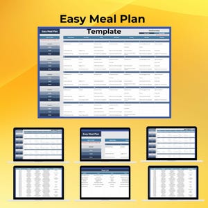 Sjabloon eenvoudig maaltijdplan, wekelijkse maaltijdplanner, digitale maaltijdpreptracker, gezinsmaaltijdplan, planner gezond eten, eenvoudige menuplanner