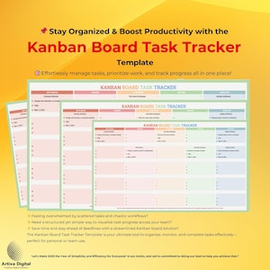 Kanban Board Task Tracker Template, Google Sheets for Project Management, Workflow Organization, Task Prioritization, Productivity Planner