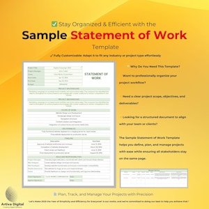 Exemple de modèle d'énoncé des travaux, feuilles de calcul Google, portée du projet, contrat commercial, accord de travail, cahier des charges indépendant, document de proposition