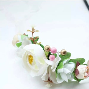 Wrist Corsage, Mother&#39;s Wrist Corsage Corsage, Ivory White Roses Rustic Wedding Corsage , Gold and Ivory corsage, Ajustable band