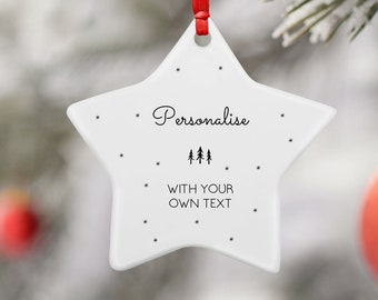 Personalised with your own text Ceramic Star Decoration Ornament - Letterbox gift
