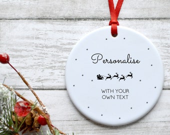 Personalised with your own text Ceramic Circle Decoration Ornament