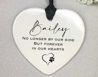 Personalised Dog Memory gift keepsake tag Gift Ceramic Heart Ornament / Decoration Pet bereavement gift