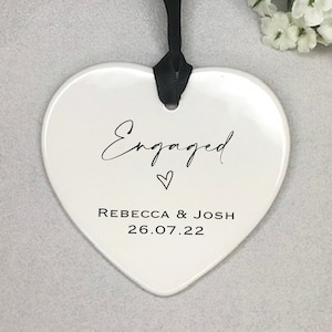 Personalised Engaged gift keepsake tag Gift Ceramic Heart Ornament / Decoration Engagement Gift