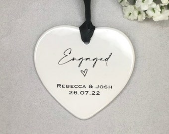 Personalised Engaged gift keepsake tag Gift Ceramic Heart Ornament / Decoration Engagement Gift