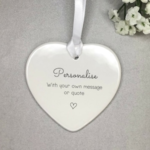 Personnalisé avec son propre message cadeau souvenir cadeau coeur en céramique ornement / décoration cadeau Saint-Valentin cadeau fête des mères cadeau d'anniversaire
