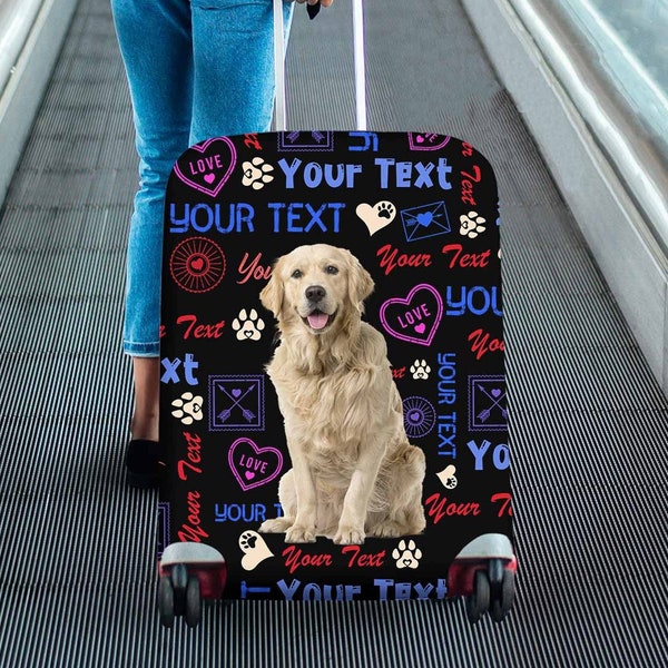 Custom Luggage Covers with Photo Personalized Name Suitcase Covers Luggage Wrap Suitcase Protector Travel Bag Covers Gifts for Travelers