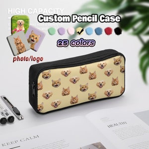 Trousse à crayons personnalisée, porte-crayons personnalisé avec photos de chien, sac à crayons, pochette à crayons personnalisée pour animaux de compagnie, cadeaux de rentrée scolaire pour garçons filles