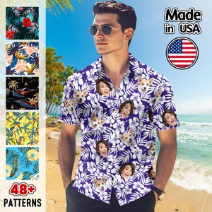 Personalize Hawaiian Shirt with Face, Personalized Men Women Hawaiian Button Shirts, Bachelor Hawaii Party Shirts, Birthday Gifts