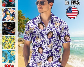 Personalized Face Hawaiian Shirt, Custom Photo Aloha Shirt