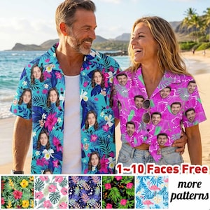 Camisa hawaiana personalizada con foto, camisa aloha con foto personalizada, ropa para vacaciones familiares