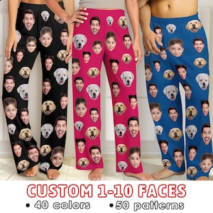 Custom Photo Pajama Pants, Personalized Family Sleepwear