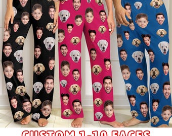 Custom Photo Pajama Pants, Personalized Family Sleepwear