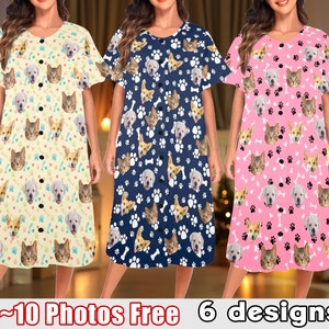 Benutzerdefinierte Haustier Foto Nachthemd, personalisierte Damen Pyjama Kleid, Geschenk zum Valentinstag