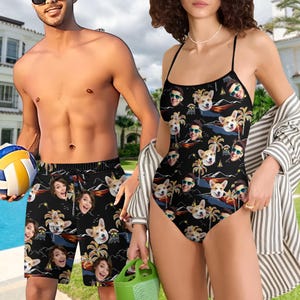 Custom Face Swimsuit,Personalized Beach Shorts with Photo,Custom Face Logo Bathing Suit Swimwear,Swim Trunks,Bachelor Party,Birthday Gift