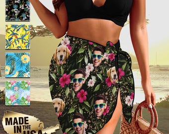 Custom Photo Beach Sarong, Personalized Swim Cover Up, Bachelorette Party