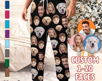 Benutzerdefinierte Foto Pyjama Hose, personalisierte Haustier Gesicht Jogginghose, Unisex Geburtstagsgeschenk