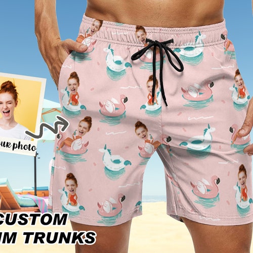 Buy Custom Swim Trunks With Photo personalized Face Beach Shorts
