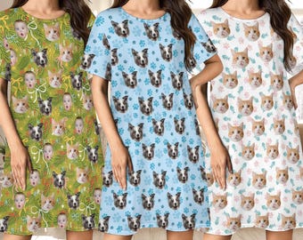 Benutzerdefinierte Gesicht Pyjama Kleid, personalisierte Foto Sleepshirt, Geburtstagsgeschenk