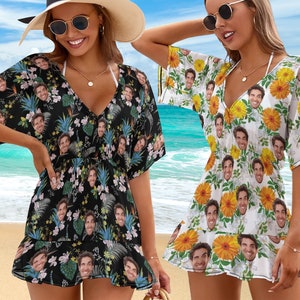 Pareo de playa personalizado con rostro, pareo de traje de baño con foto personalizada