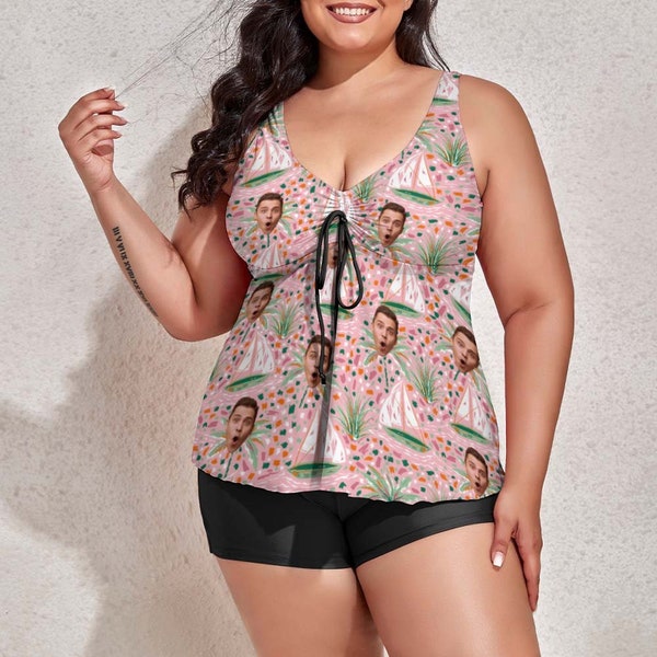 Benutzerdefinierte Plus Size Zweiteiler Badeanzug,Personalisierte Badeanzug mit Gesicht,Große Größe Bademode für Frauen,Oversized Badeanzug,Geschenke für Sie