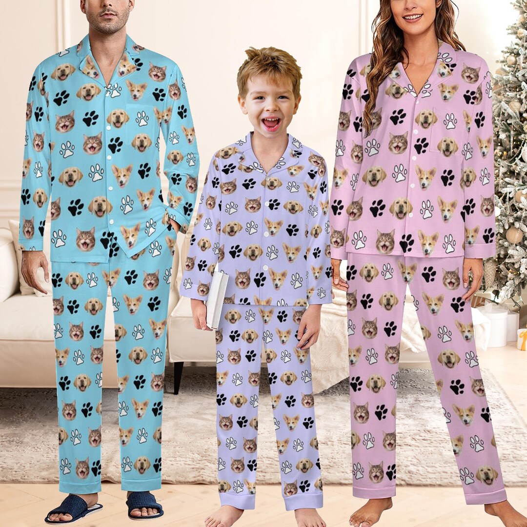 Custom Pet Photo Pajama Set, Personalized Family Pjs, Birthday Gift - Etsy