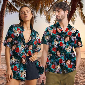 Personalize Hawaiian Shirt with Face, Personalized Men Women Hawaiian Button Shirts, Bachelor Hawaii Party Shirts, Birthday Gifts