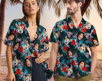 Personalized Face Hawaiian Shirt, Custom Photo Aloha Shirt