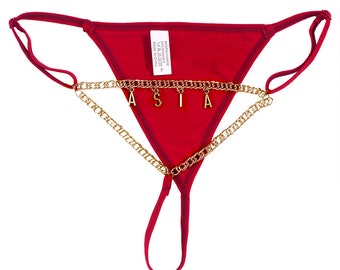 DIY Letter Name Underwear Body Jewelry for Women Thong Panties G-Strings  Hot Sexy Lingerie