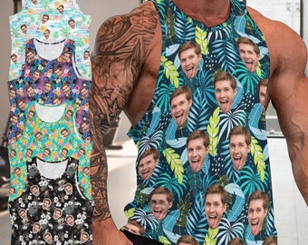 Custom Face Tank Top: Personalized Men's Sleeveless Vest, Photo Gift