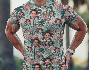 Personalized Face Photo Polo Shirt, Custom Golf Shirt