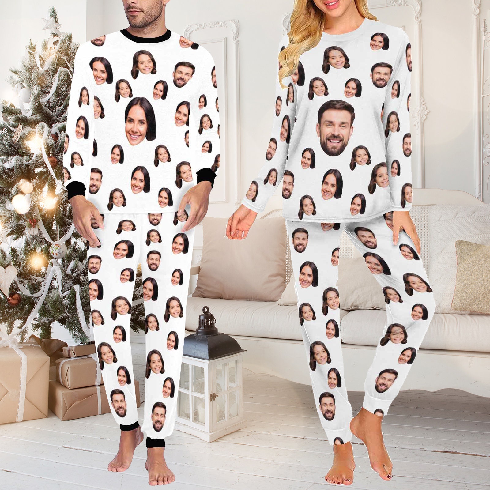 Custom Pajamas With Face,personalized Photo Long Sleeve Pajama Set, Custom  Pajama Pants, Couple Pajamas With Photo,family Christmas Pajamas -   Canada