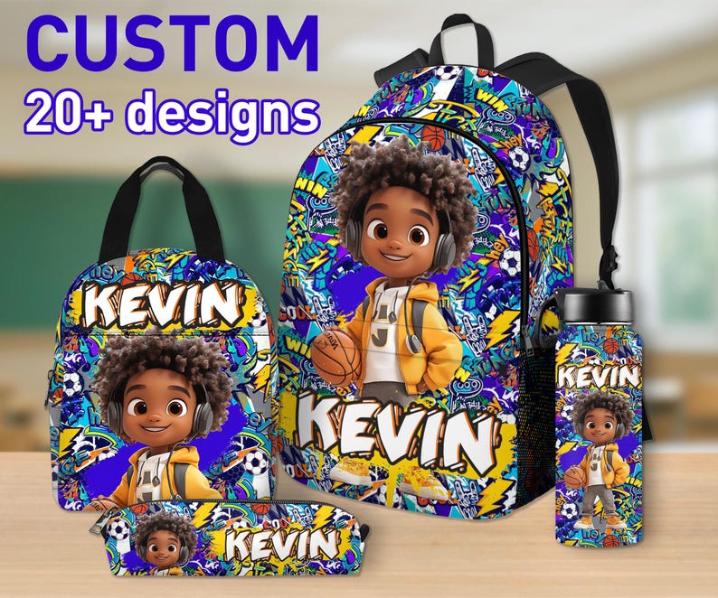 Personalized Kids Backpack Set, Lunch Bag, Water Bottle, Custom Name ...