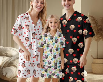 Custom Photo Pajama Set, Personalized Face PJs, Anniversary Gift