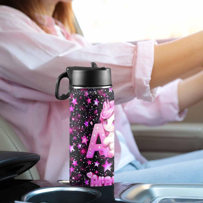 Personalized Kids Water Bottle, Unicorn Stainless Steel Insulated ...
