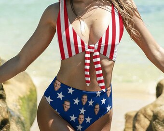 Custom American Flag Bikini Swimsuit personalized Bathing Suit With Photo custom Face Swimwear for Women birthday Gifts birthday Gifts Etsy