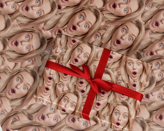 Custom Face Wrapping Paper, Personalized Photo Gift Wrap