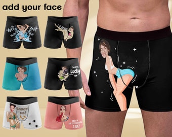 Custom Boxers Briefs,Personalized Underwear with Photo,Custom Face Boxers for Men,Valentine's Day Gifts for Boyfriend/Husband