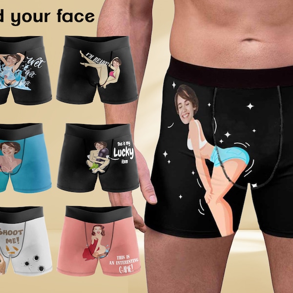 Custom Boxers Briefs,Personalized Underwear with Photo,Custom Face Boxers for Men,Valentine's Day Gifts for Boyfriend/Husband